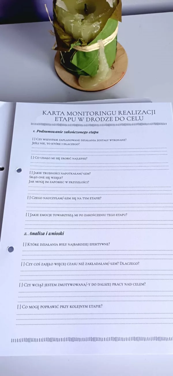 OPS Karta monitoringu celu 1 OPS - Osobisty Planer Sukcesu "O 1% lepiej każdego dnia!"