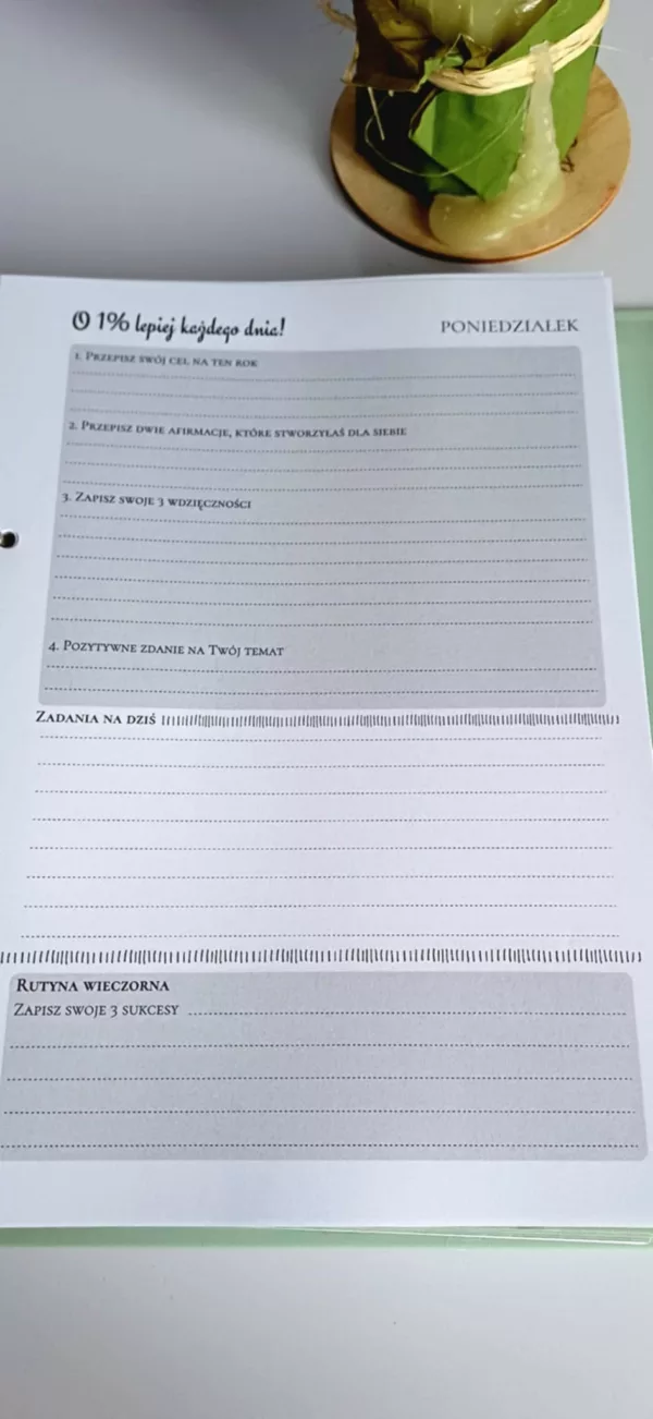 OPS dzień tygodnia OPS - Osobisty Planer Sukcesu "O 1% lepiej każdego dnia!"